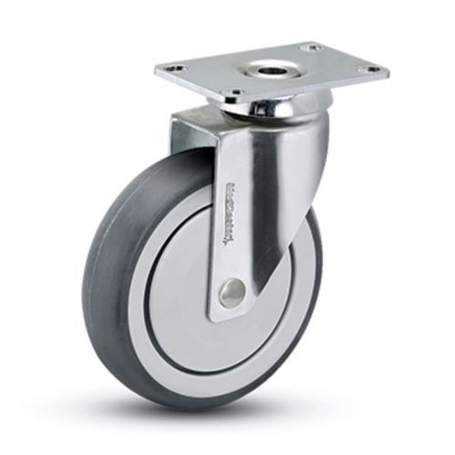 Rueda de caucho - SS-03CRB-125-SW-TP01 - MEDCASTER - de acero inoxidable / giratoria / con freno