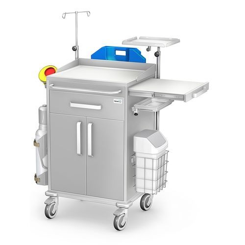 Carro de emergencia - REN/KO series - TECHMED - de acero inoxidable / de plástico / con bandejas