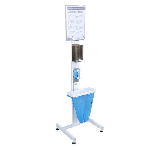 Estación móvil de higiene con caja de guantes - HECO-01 - TECHMED - con canasta / con soporte para gel hidroalcohólico