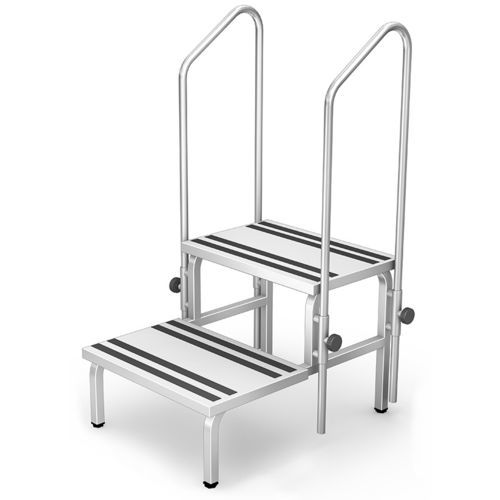 Escalón de ayuda de acero inoxidable - PO-02/U series - TECHMED - antideslizante / con parapeto
