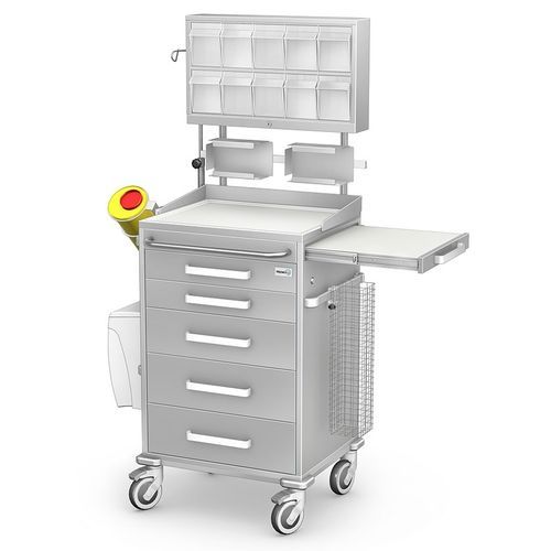 Carro de anestesia - ANS/KO series - TECHMED - de acero inoxidable / con canasta / con recipiente