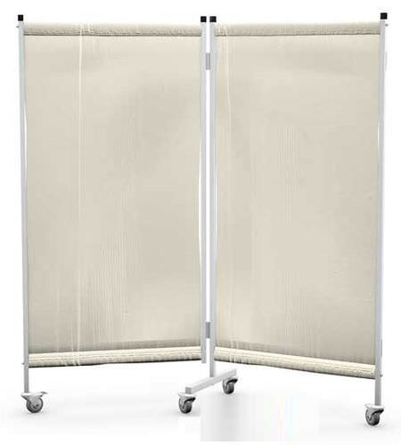 Biombo médico con ruedas - PJ-02 - TECHMED - 2 paneles / de acero inoxidable