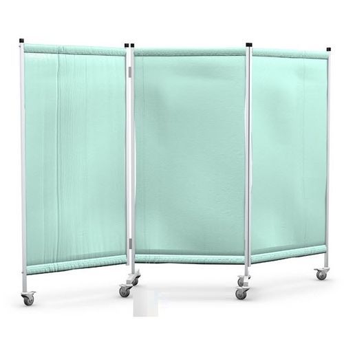 Biombo médico con ruedas - PJ-03 - TECHMED - 3 paneles / de acero inoxidable
