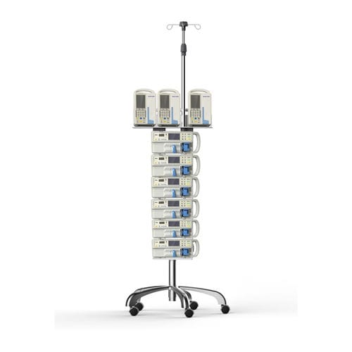Portasueros con ruedas - BZ-1010 - Guangzhou Beaconn Medical Science Technology Co.,Ltd - 4 ganchos / con soporte para bomba de infusión / para bomba de jeringa