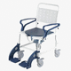 silla de ducha con ruedas / portátil / con respaldo / plegable