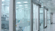 puerta estanco al aire / para aplicaciones farmacéuticas / para sala blanca / enrollable
