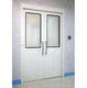 puerta de hospital / corredera / de acero inoxidable / con paneles de vidrio