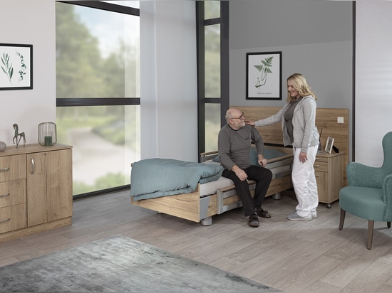 Cama baja AURA con sistema de salida de cama SensiCare