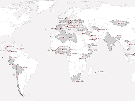 Mapa mundial de usuarios finales de EndoMed Systems