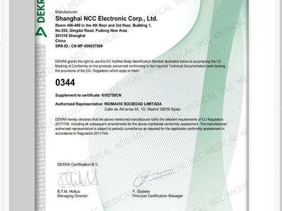 NCC Medical refuerza su preparación para el mercado mundial con la doble certificación CE MDR