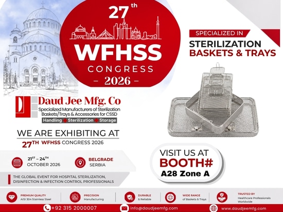 Optimización del reprocesamiento en el CSSD: bandejas de esterilización de precisión de Daud Jee Mfg. Co. en la WFHSS 2026