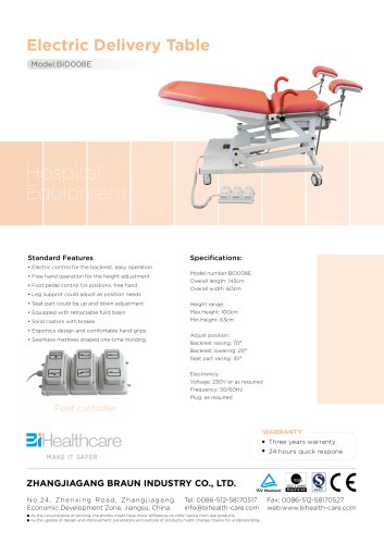 Brochure_Electric delivery table(BID008E)_BiHealthcare