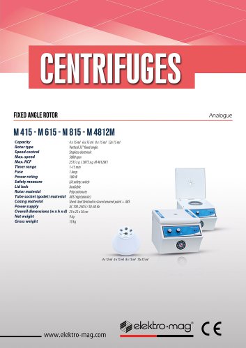 M 415 M / M 615 M / M 815 M / 4812 M - Centrifuges