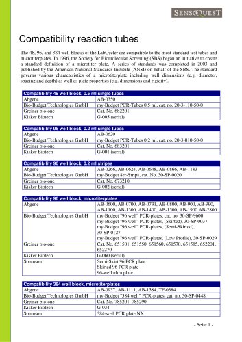 Compatibility reaction tubes