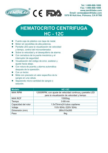 HEMATOCRIT O CENTRIFUGA HC  - 12C