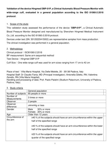 DBP-01P Meet Specifications of ISO 81060-2:2018 Clinically Validated