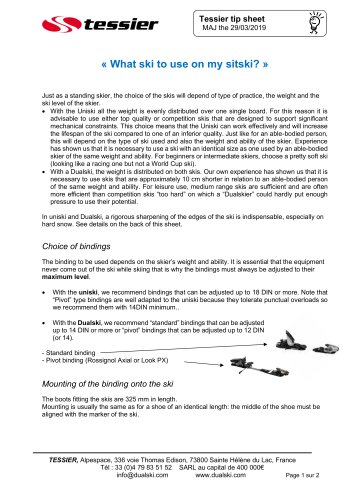 What ski to use on my sitski