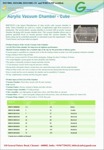 Acrylic Vacuum Chamber Cube