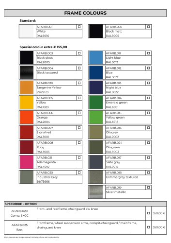 FRAME COLOURS