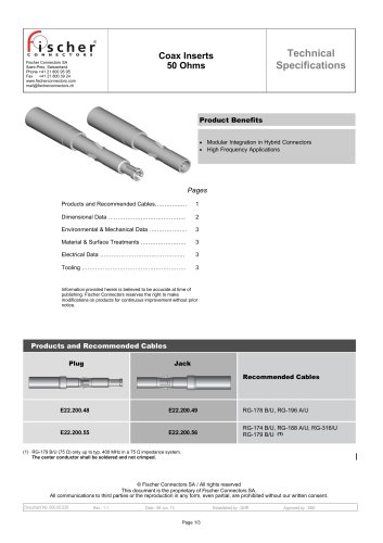 Coax Inserts 50 Ohms