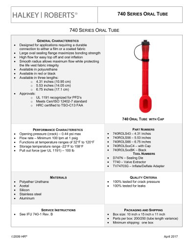 740 SERIES ORAL TUBE