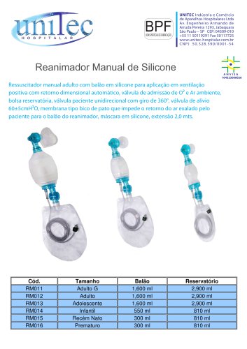 RESSUSCITADOR MANUAL DE SILICONE