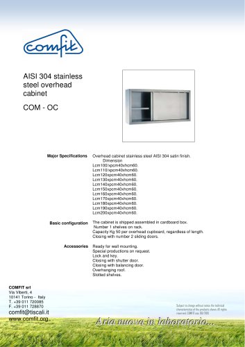 AISI 304 stainless steel overhead cabinet