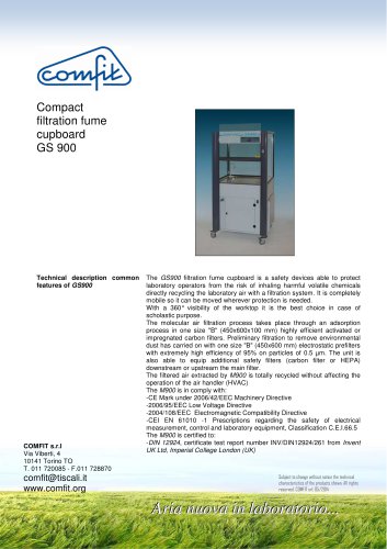 Compact filtration fume cupboard GS 900