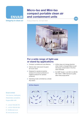 Micro-Iso and Mini-Iso compact portable clean air  and containment units