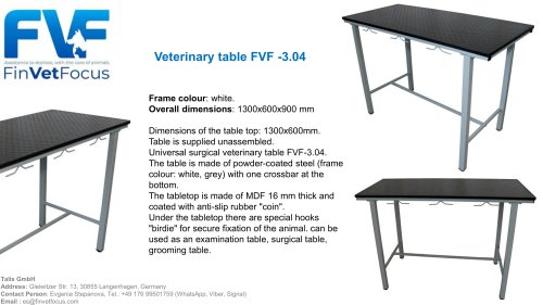 Veterinary table FVF -3.04 -Finvetfocus