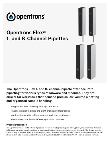 Opentrons FlexTM 1- and 8-Channel Pipettes