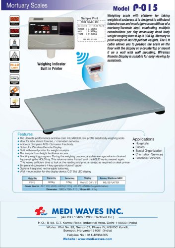 Dead Body / Mortuary Weighing Scale