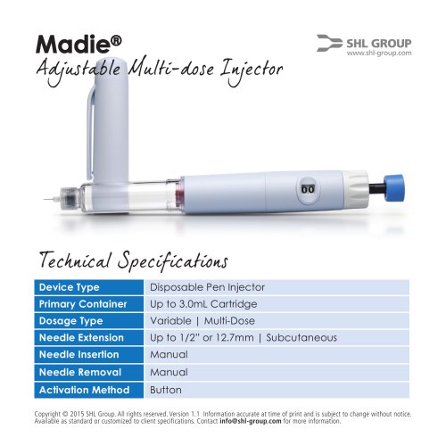 Madie® Pen Injector Product Datasheet