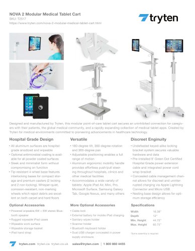 NOVA 2 Modular Medical Tablet Cart