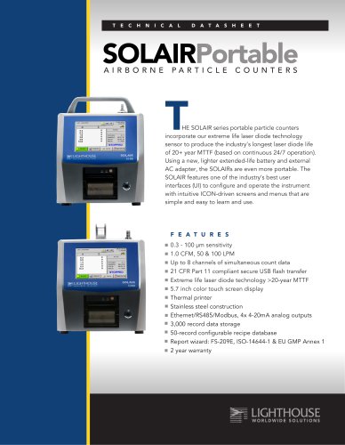 SOLAIR Portable AIRBORNE PARTICLE COUNTERS