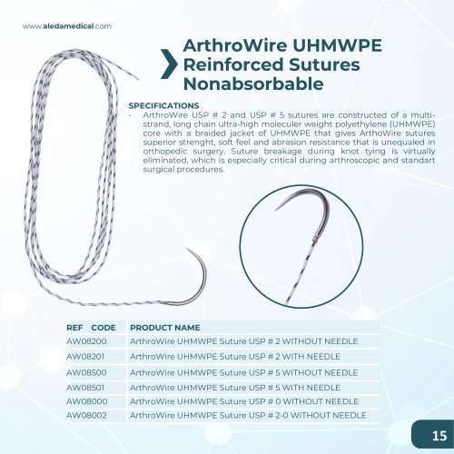 ArthroWire UHMWPE Reinforced Sutures Nonabsorbable catalog