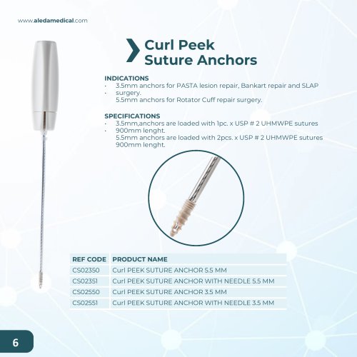 Curl Peek Suture Anchors Catalog