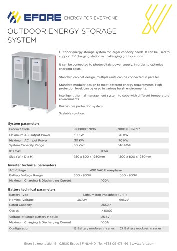 OUTDOOR ENERGY STORAGE  SYSTEM