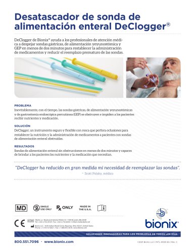 Desatascador de sonda de   alimentación enteral DeClogger®