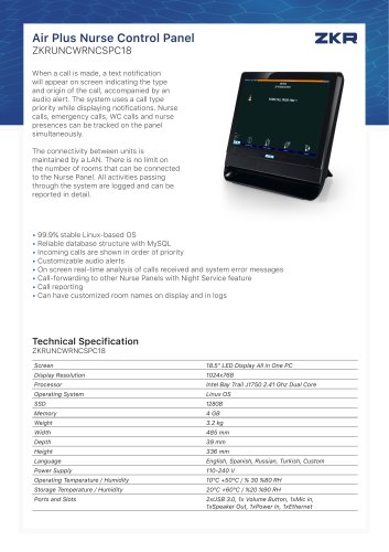 Air Plus Nurse Control Panel