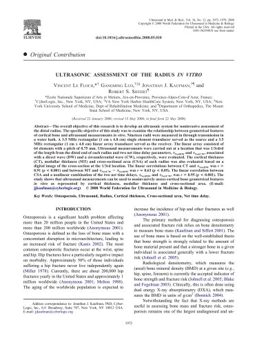 ULTRASONIC ASSESSMENT OF THE RADIUS IN VITRO