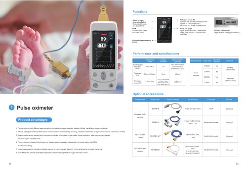Pulse oximeter COX601, COX602, COX801, COX802