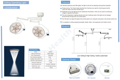 Catalog-LEDD620/620-Ceiling Surgical Light with Double Arms