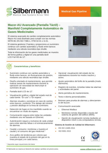 Sistema de manifold Mazor-AU de 2 fuentes