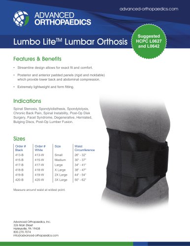 Lumbo LiteTM Lumbar Orthosis