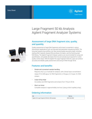 Large Fragment 50 kb Analysis Agilent Fragment Analyzer Systems