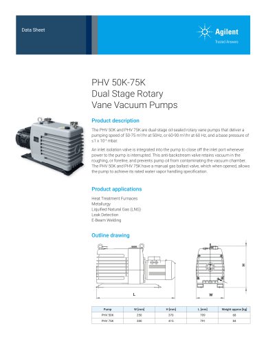 PHV 50K-75K Dual Stage Rotary Vane Vacuum Pumps