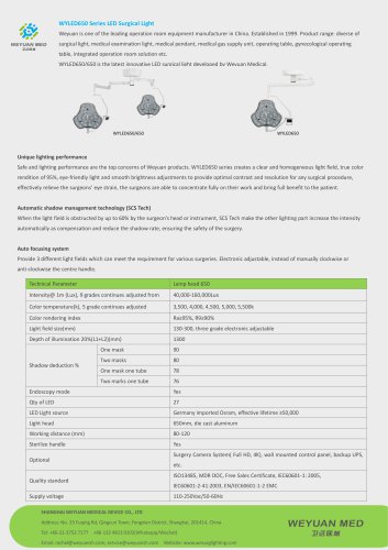 WYLED650/650 with 4K Surgery Camera Ceiling LED Surgical Light brochure