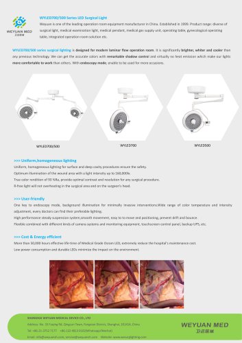 WYLED700/500 Ceiling LED Surgical Light brochure