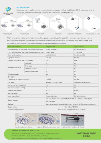 WYLED700/500 LED surgical light brochure